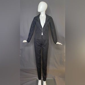 Black textured pant suit